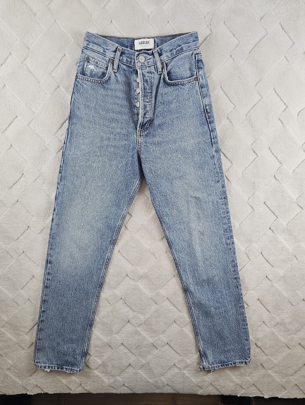 Agolde 90's Pinch Waist High Rise Straight Womens 23 Blue Rigid Denim